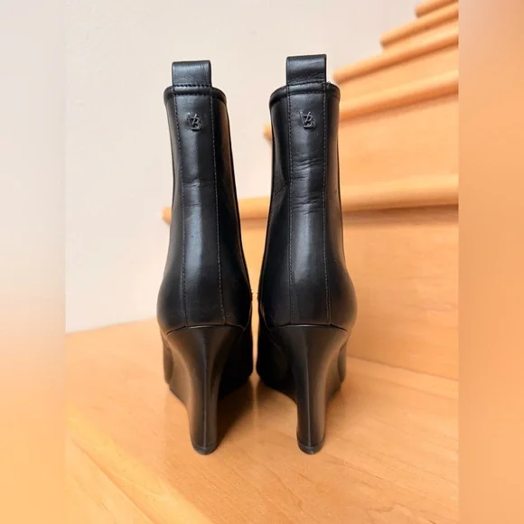 VERONICA BEARD Iluska Black Leather Wedge Chelsea Ankle Boots Size 6.5 - Picture 5 of 13